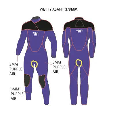 WETTY SURF WETSUIT integral 3/3mm MESH - Japanese neoprene ASAHI