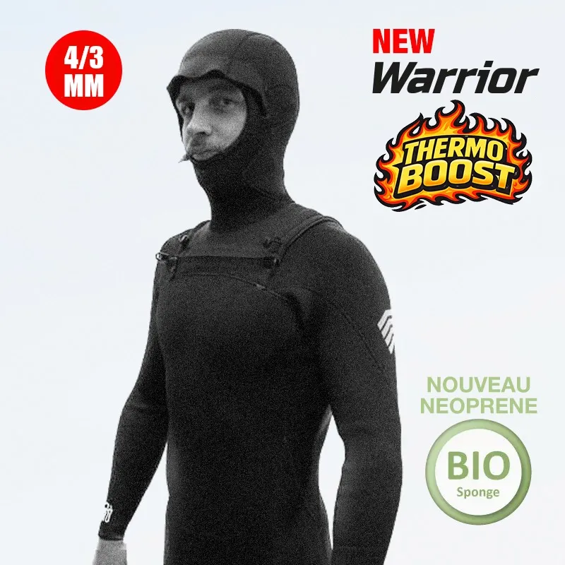 COMBINAISON DE SURF WETTY HIVER 4/3MM - CAGOULE 2MM - Limestone